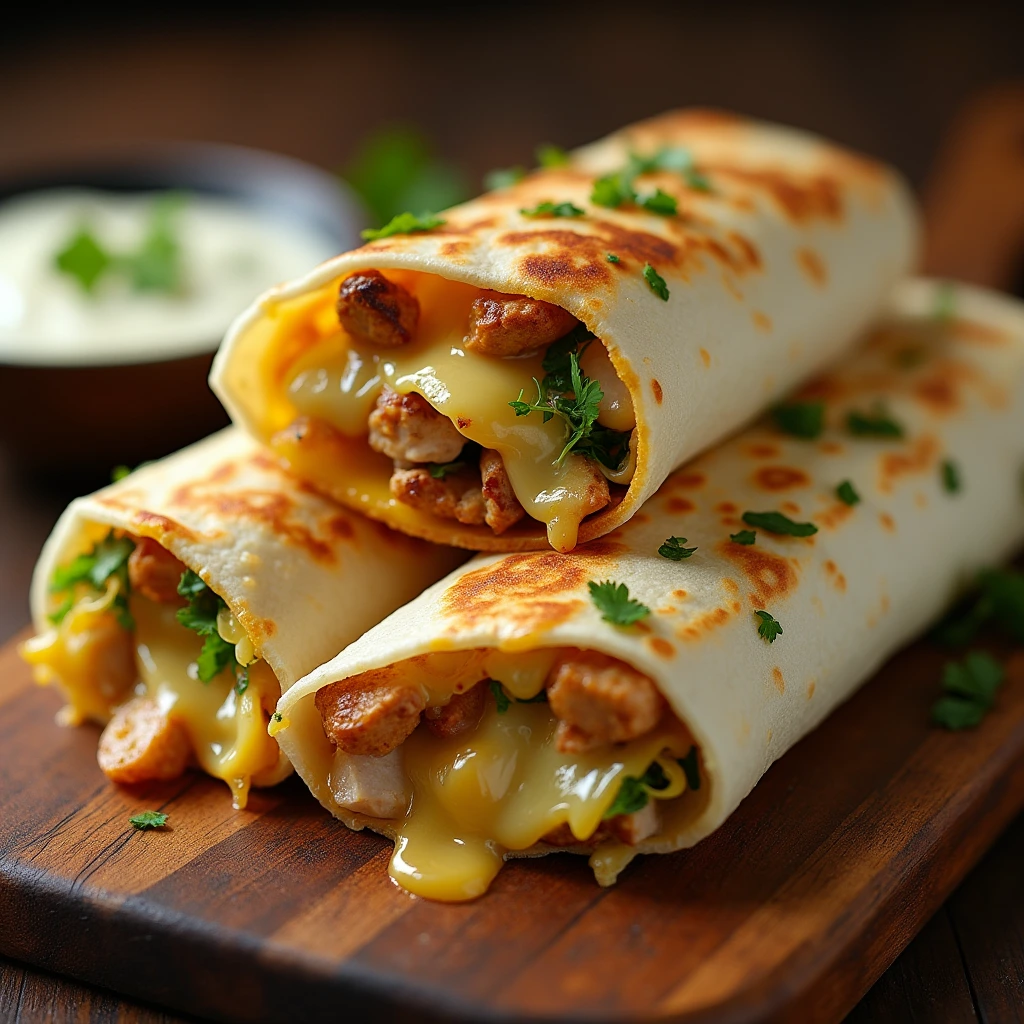 Easy Cheesy Chicken Garlic Wraps