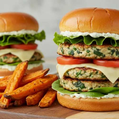 white cheddar and spinach chicken burgers