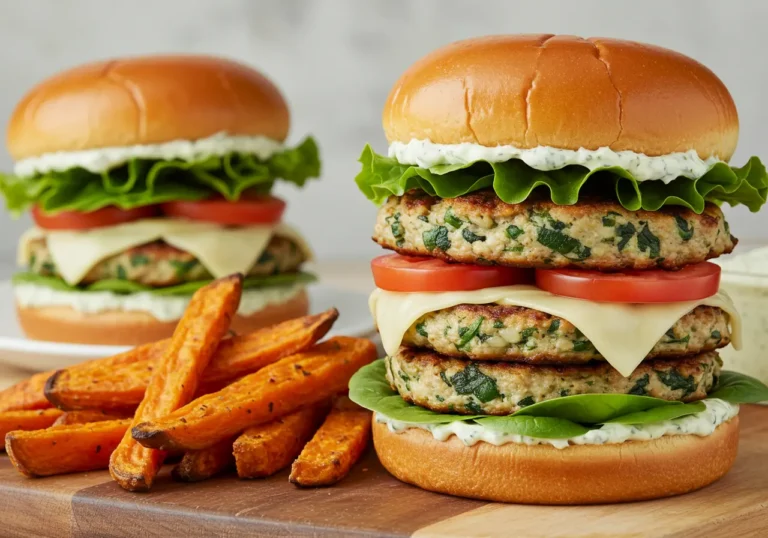 white cheddar and spinach chicken burgers