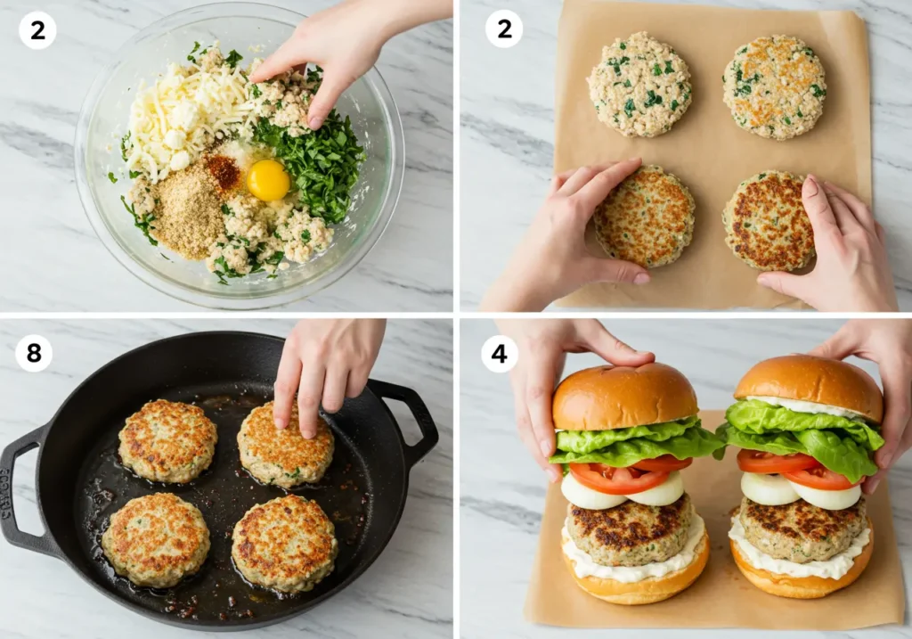white cheddar and spinach chicken burgers