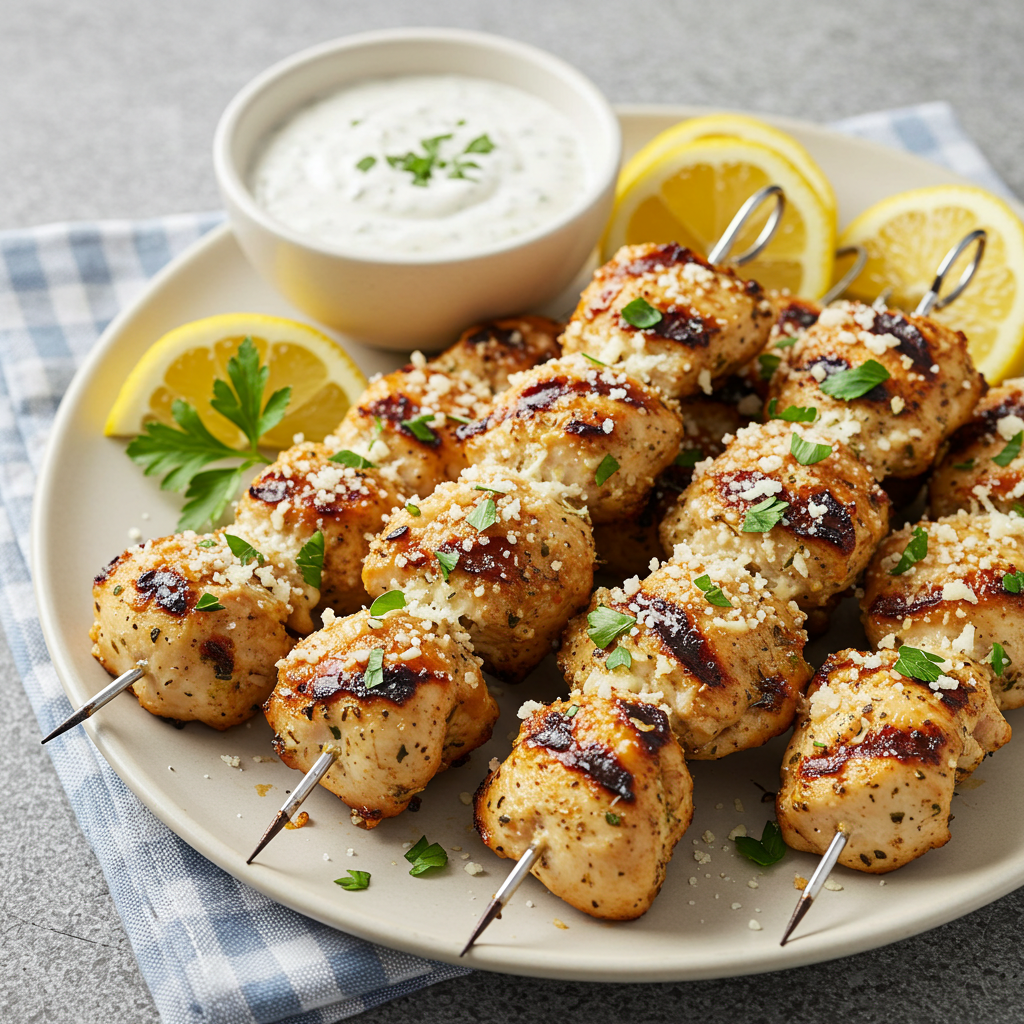 Ranch Garlic Parmesan Chicken Skewers