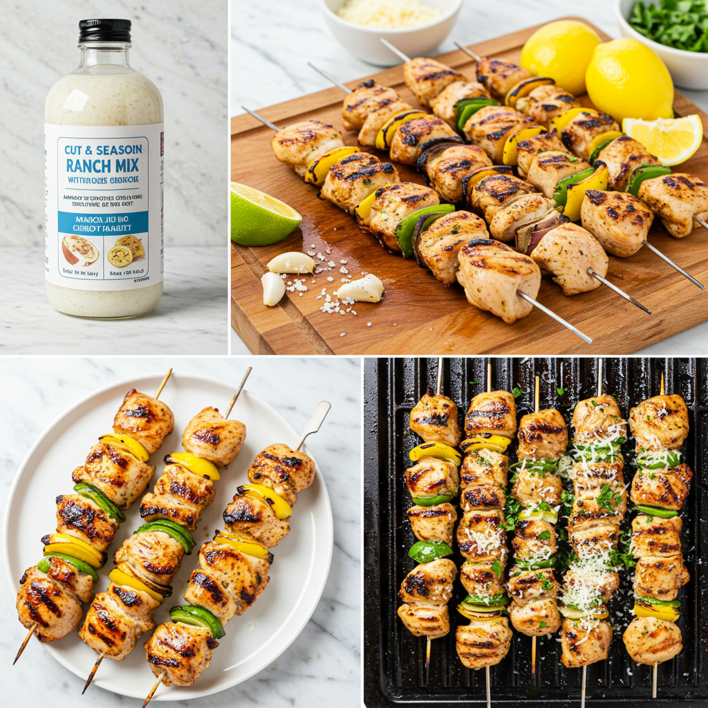 Ranch Garlic Parmesan Chicken Skewers