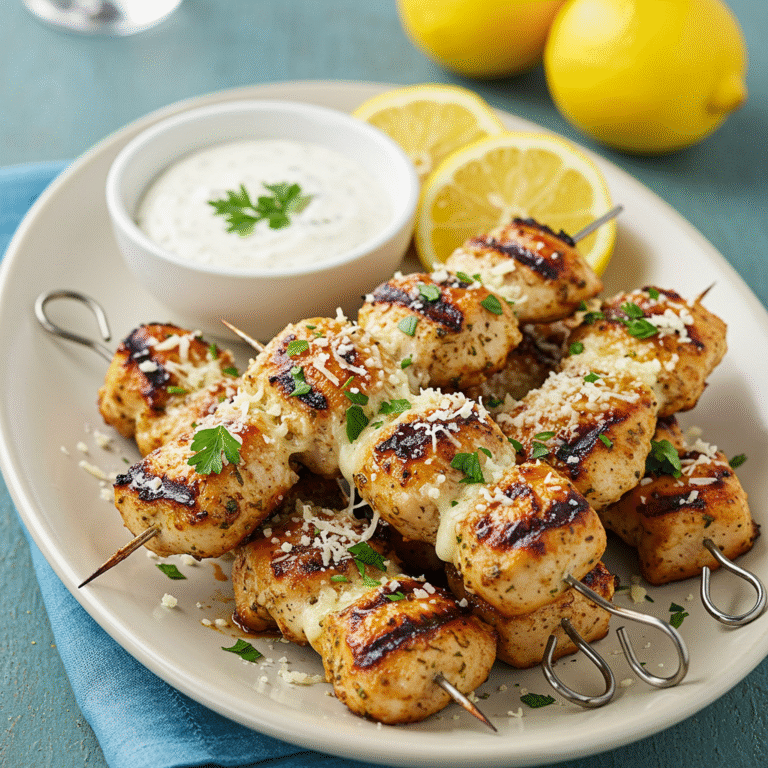 Ranch Garlic Parmesan Chicken Skewers