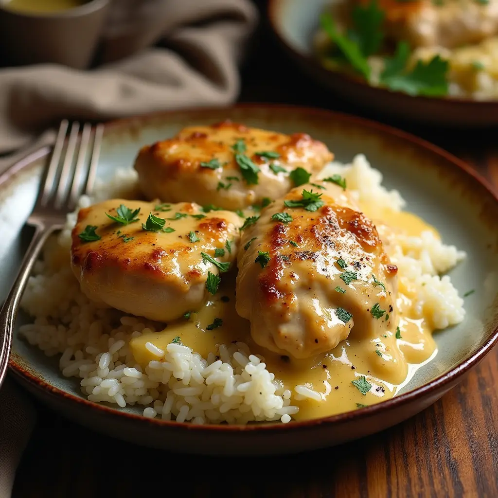 Creamy Smothered Chicken and Rice