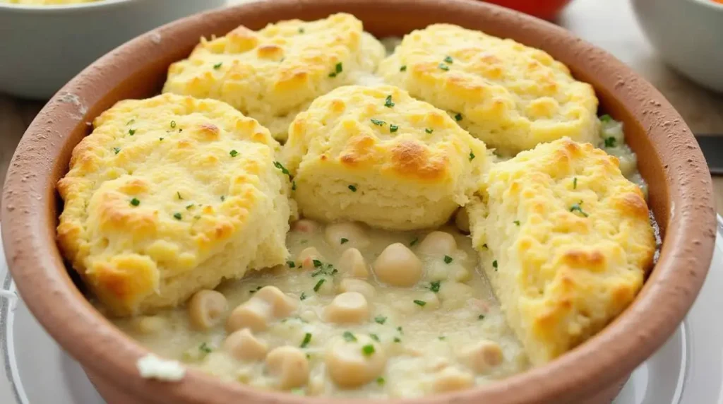 chicken pot pie with cheddar bay biscuits
