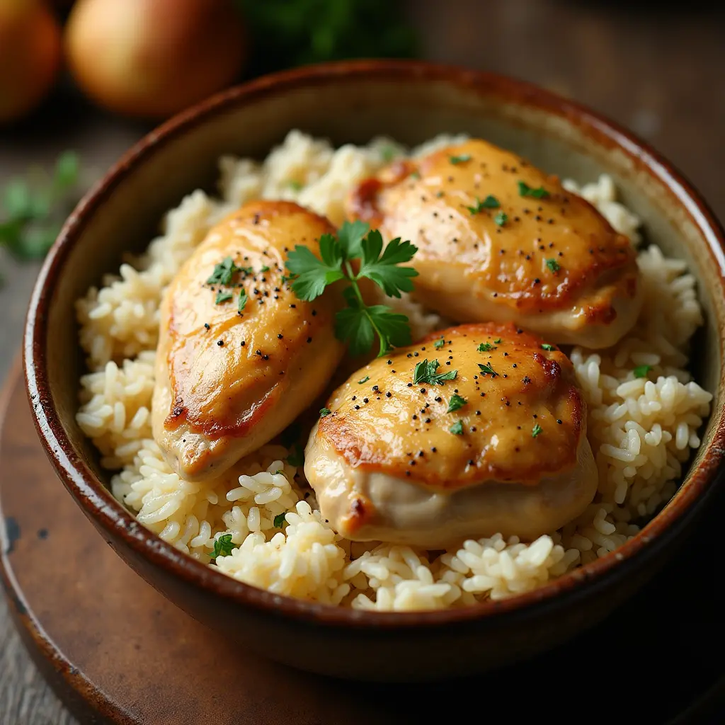 Creamy Smothered Chicken and Rice