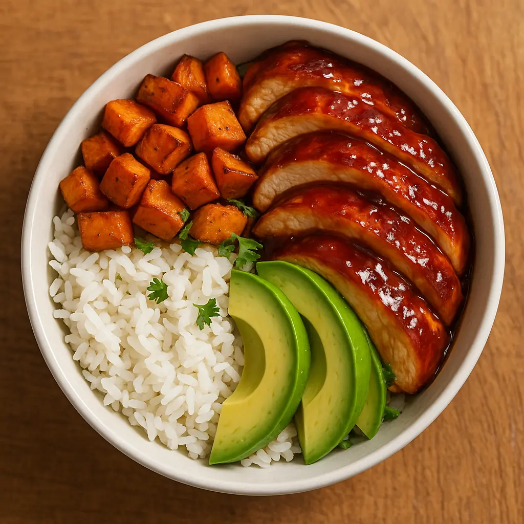 BBQ Chicken and Roasted Sweet Potato Bowls