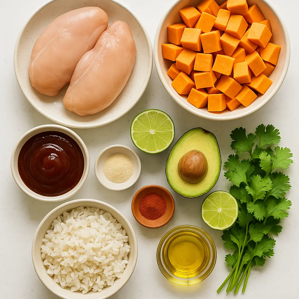 BBQ Chicken and Roasted Sweet Potato Bowls