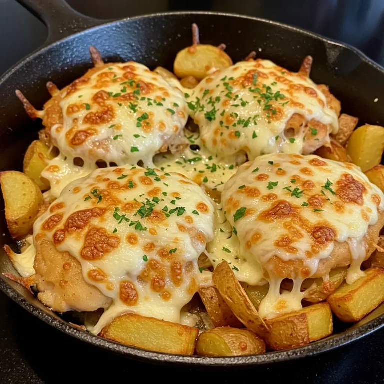 Cheesy Skillet Garlic Parmesan Chicken and Potatoes