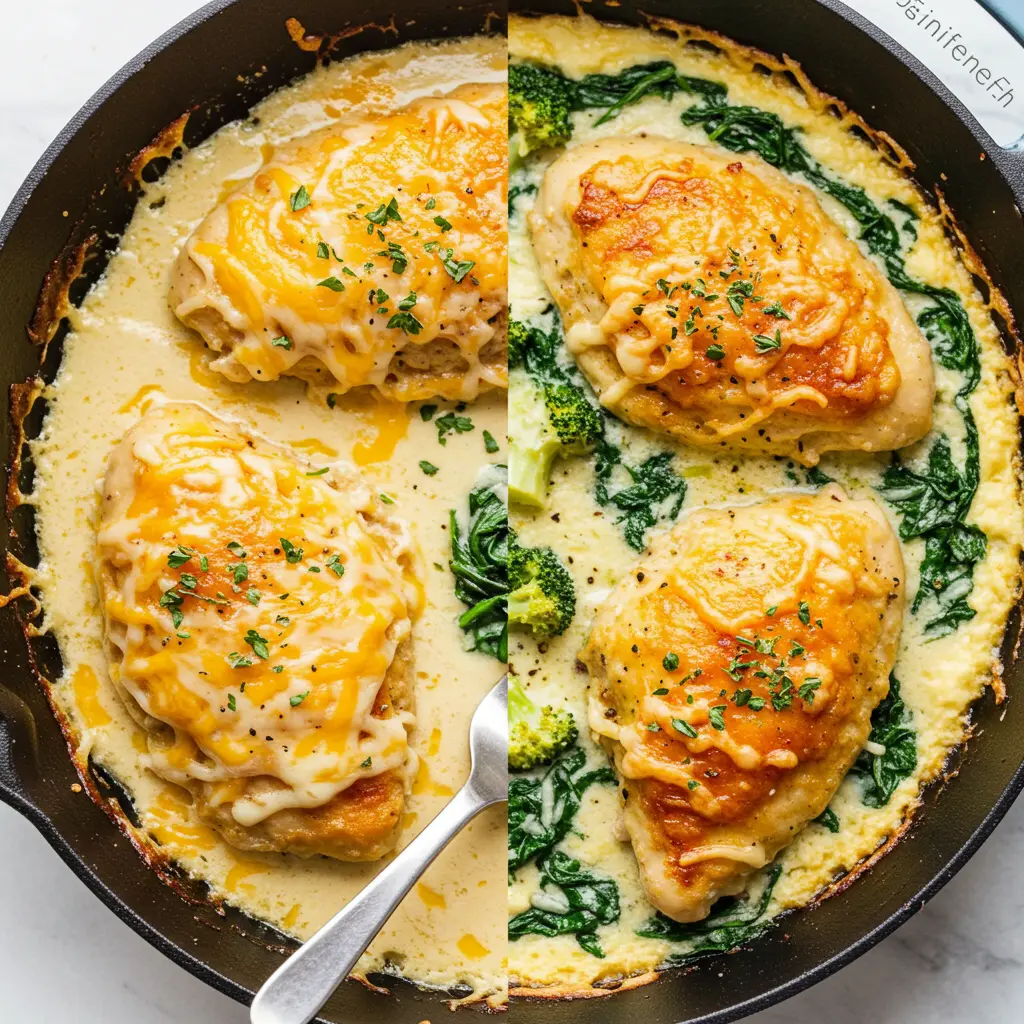 Cheesy Skillet Garlic Parmesan Chicken and Potatoes
