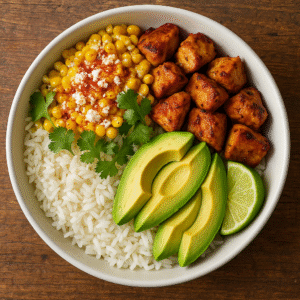 Street Corn Chicken Rice Bowl