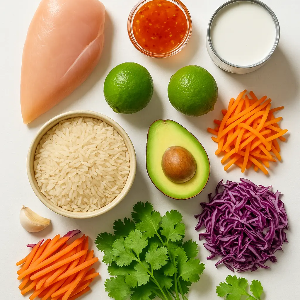 Sweet Chili Chicken Bowl With Coconut Lime Drizzle