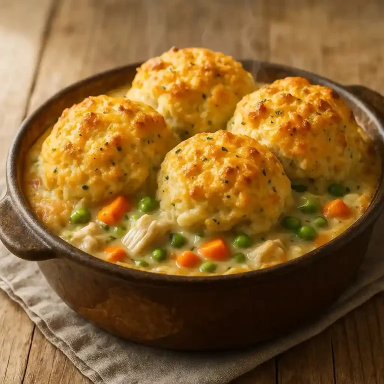 Chicken Pot Pie with Cheddar Bay Biscuits