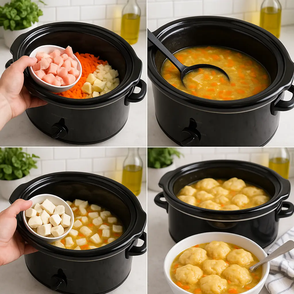 Crockpot Chicken Dumplings with Biscuits