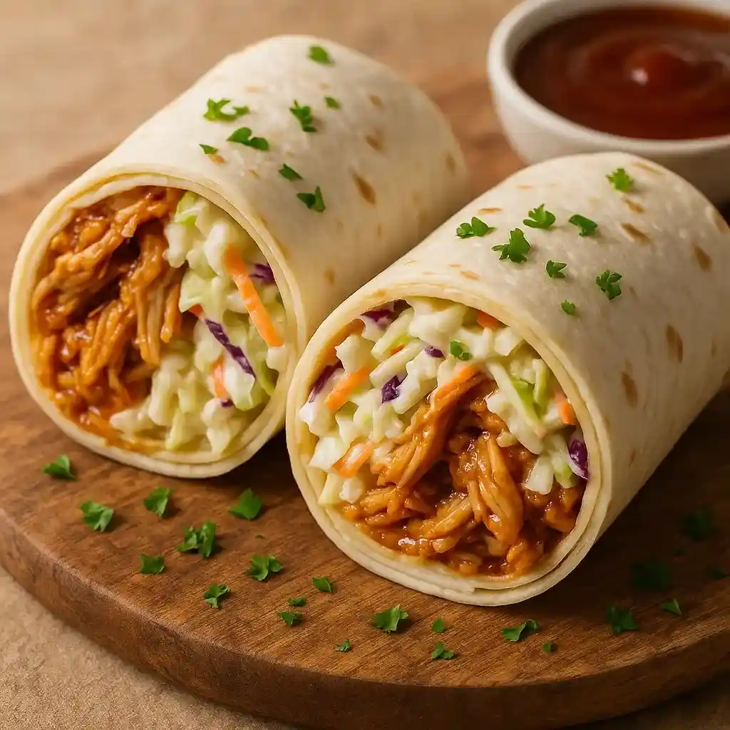 BBQ Chicken Coleslaw Wraps