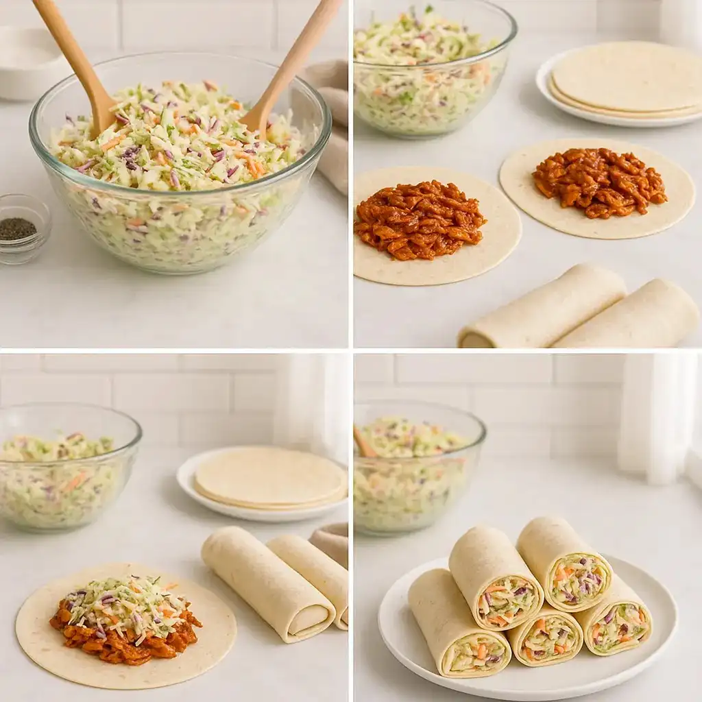 BBQ Chicken Coleslaw Wraps